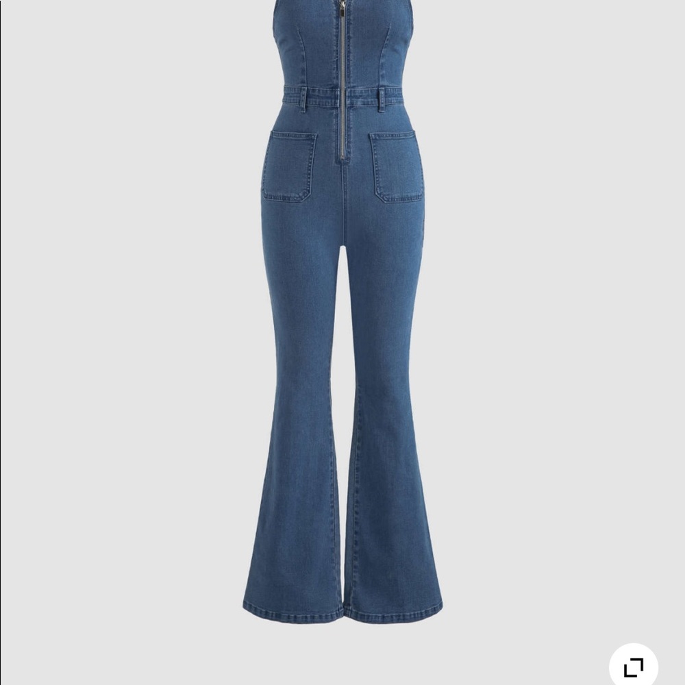 Denim zip jumpsuit